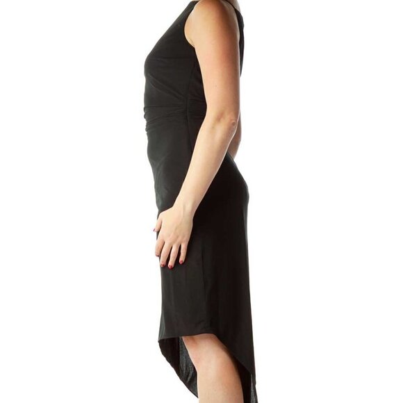 David Meister Black Square Neck Midi Cocktail Dress - Picture 3 of 3